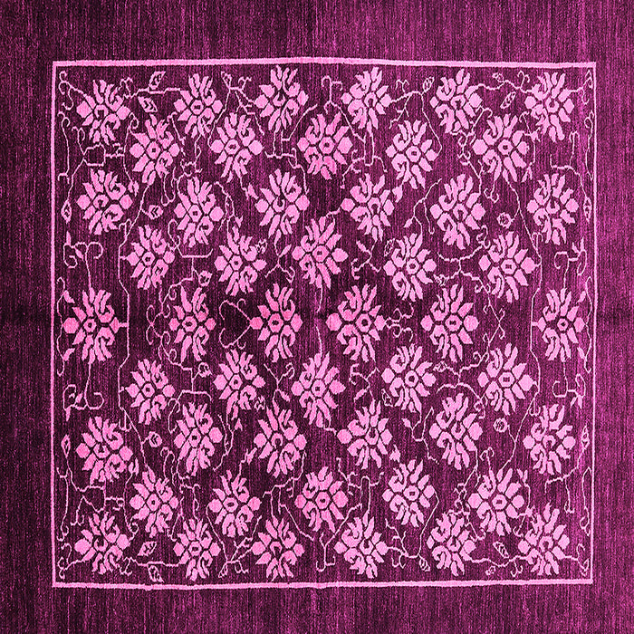 Square Machine Washable Oriental Pink Industrial Rug, wshurb3176pnk