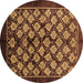 Round Oriental Brown Industrial Rug, urb3176brn