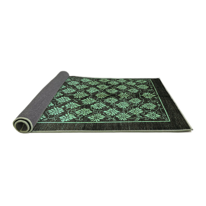 Sideview of Oriental Turquoise Industrial Rug, urb3176turq