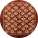 Round Machine Washable Oriental Orange Industrial Area Rugs, wshurb3176org