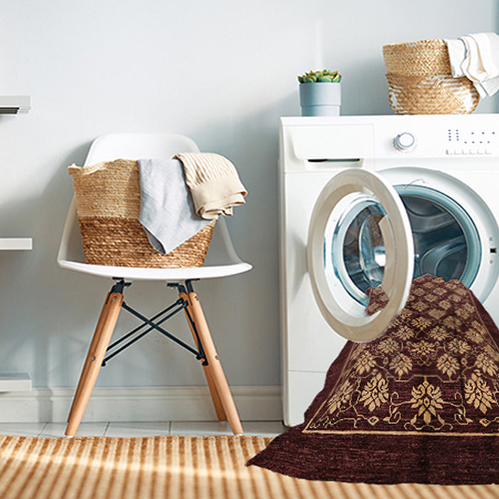 Machine Washable Industrial Modern Red Rug in a Washing Machine, wshurb3176