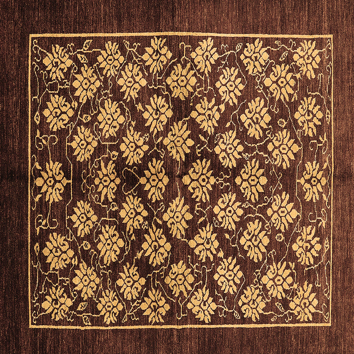 Square Machine Washable Oriental Brown Industrial Rug, wshurb3176brn
