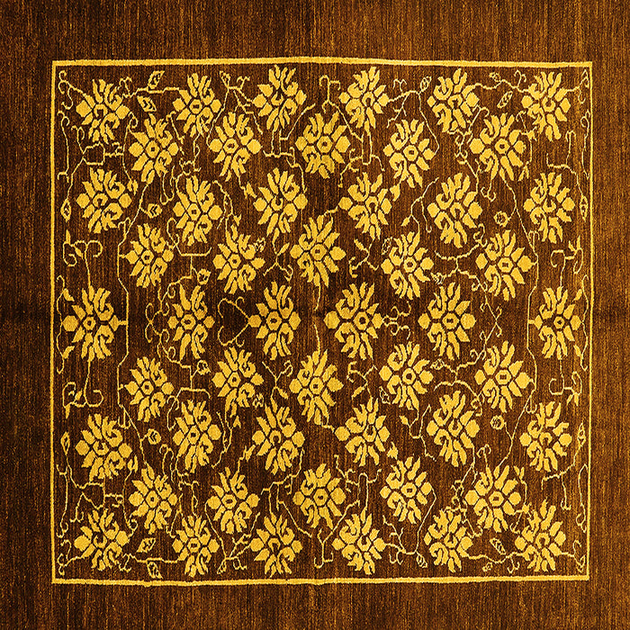 Square Machine Washable Oriental Yellow Industrial Rug, wshurb3176yw