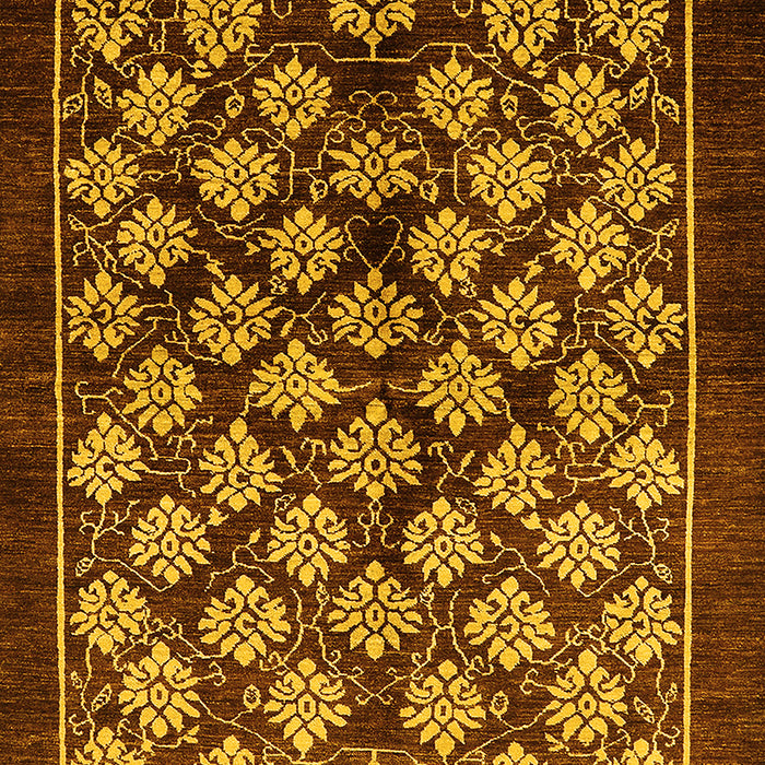 Machine Washable Oriental Yellow Industrial Rug, wshurb3176yw