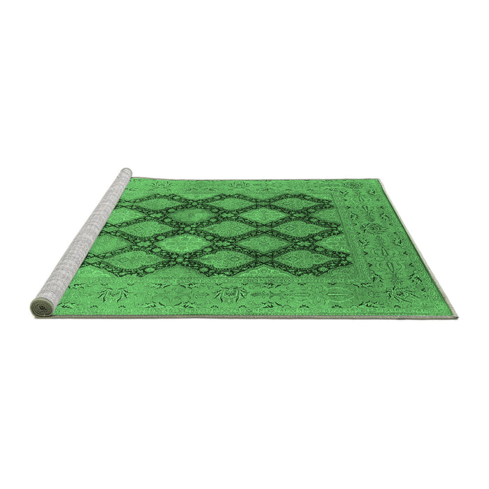Sideview of Machine Washable Oriental Emerald Green Industrial Area Rugs, wshurb3177emgrn
