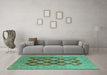 Machine Washable Oriental Turquoise Industrial Area Rugs in a Living Room,, wshurb3177turq