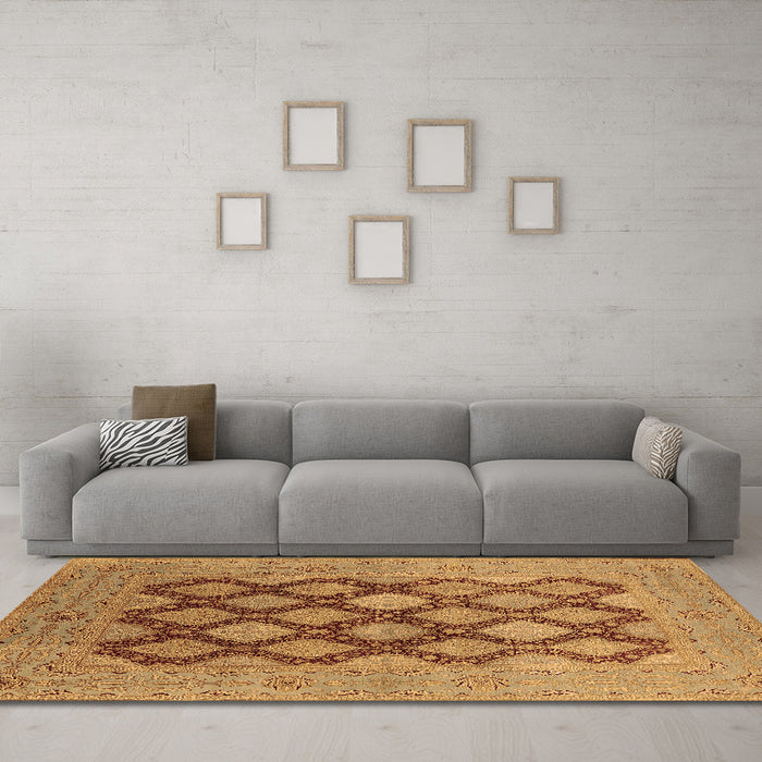 Machine Washable Oriental Brown Industrial Rug in a Living Room,, wshurb3177brn