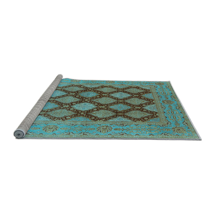 Sideview of Machine Washable Oriental Light Blue Industrial Rug, wshurb3177lblu