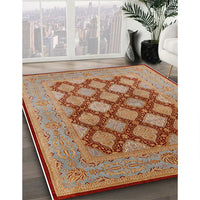 Mid-Century Modern Mahogany Brown Oriental Rug, urb3177