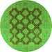 Round Machine Washable Oriental Green Industrial Area Rugs, wshurb3177grn