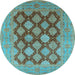 Round Oriental Light Blue Industrial Rug, urb3177lblu