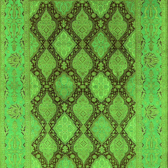 Machine Washable Oriental Green Industrial Area Rugs, wshurb3177grn