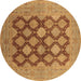 Round Oriental Brown Industrial Rug, urb3177brn