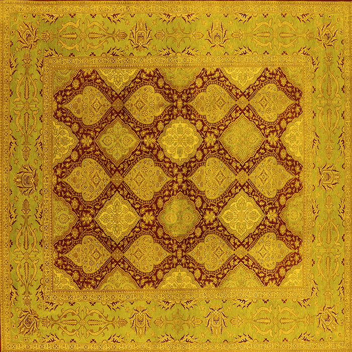 Square Machine Washable Oriental Yellow Industrial Rug, wshurb3177yw