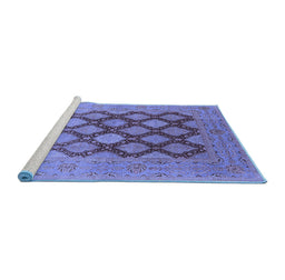 Sideview of Machine Washable Oriental Blue Industrial Rug, wshurb3177blu