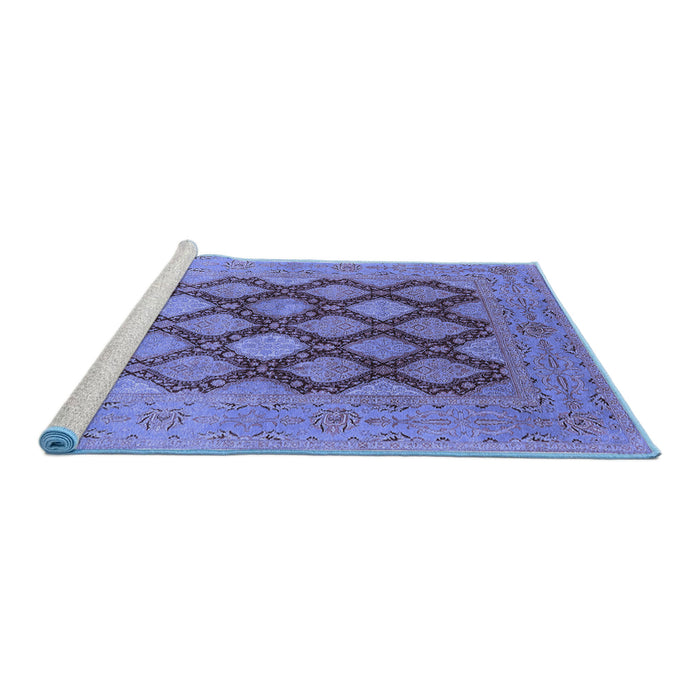 Sideview of Machine Washable Oriental Blue Industrial Rug, wshurb3177blu