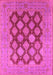 Machine Washable Oriental Pink Industrial Rug, wshurb3177pnk