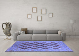 Machine Washable Oriental Blue Industrial Rug in a Living Room, wshurb3177blu
