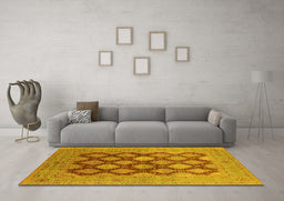 Machine Washable Oriental Yellow Industrial Rug in a Living Room, wshurb3177yw