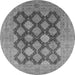 Round Machine Washable Oriental Gray Industrial Rug, wshurb3177gry