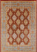 Mid-Century Modern Mahogany Brown Oriental Rug, urb3177