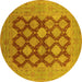 Round Oriental Yellow Industrial Rug, urb3177yw