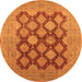 Round Oriental Orange Industrial Rug, urb3177org