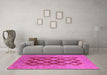 Machine Washable Oriental Pink Industrial Rug in a Living Room, wshurb3177pnk