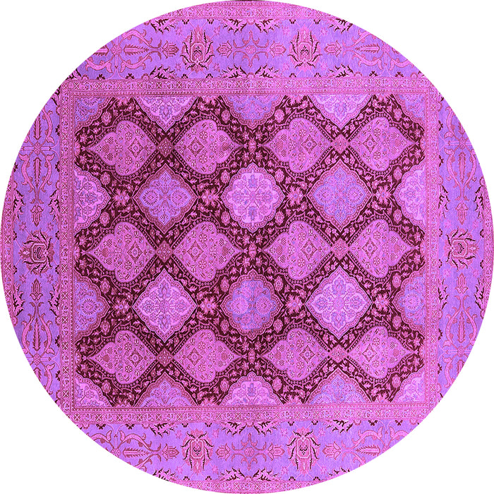 Round Machine Washable Oriental Purple Industrial Area Rugs, wshurb3177pur