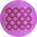 Round Machine Washable Oriental Purple Industrial Area Rugs, wshurb3177pur