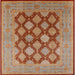 Square Mid-Century Modern Mahogany Brown Oriental Rug, urb3177