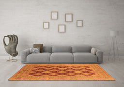 Machine Washable Oriental Orange Industrial Area Rugs in a Living Room, wshurb3177org