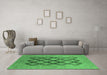 Machine Washable Oriental Emerald Green Industrial Area Rugs in a Living Room,, wshurb3177emgrn