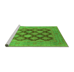 Sideview of Machine Washable Oriental Green Industrial Area Rugs, wshurb3177grn