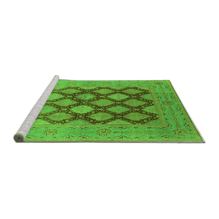 Sideview of Machine Washable Oriental Green Industrial Area Rugs, wshurb3177grn
