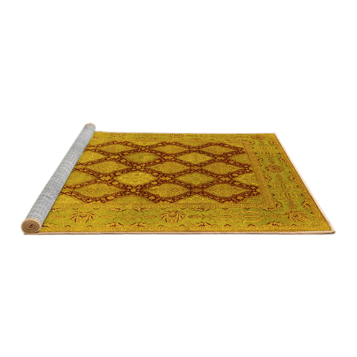 Sideview of Machine Washable Oriental Yellow Industrial Rug, wshurb3177yw