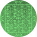 Round Oriental Emerald Green Industrial Rug, urb3178emgrn