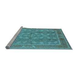 Sideview of Machine Washable Oriental Light Blue Industrial Rug, wshurb3178lblu