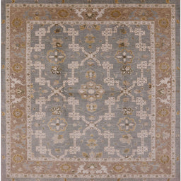Square Mid-Century Modern Dark Almond Brown Oriental Rug, urb3178