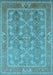 Machine Washable Oriental Light Blue Industrial Rug, wshurb3178lblu