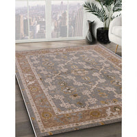 Mid-Century Modern Dark Almond Brown Oriental Rug, urb3178