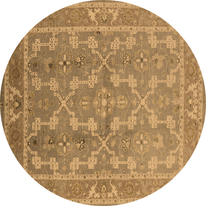 Round Machine Washable Oriental Brown Industrial Rug, wshurb3178brn