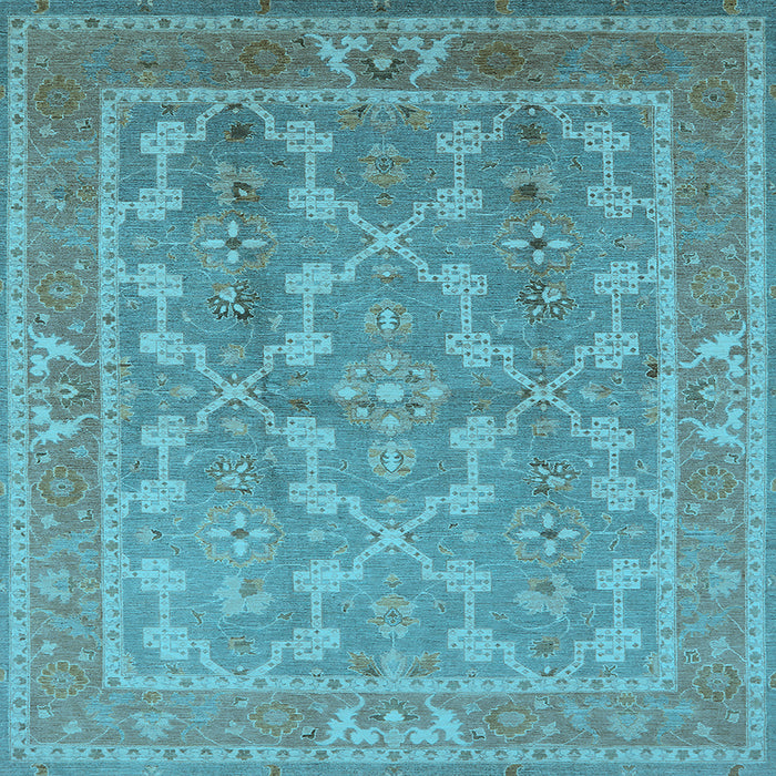 Square Machine Washable Oriental Light Blue Industrial Rug, wshurb3178lblu
