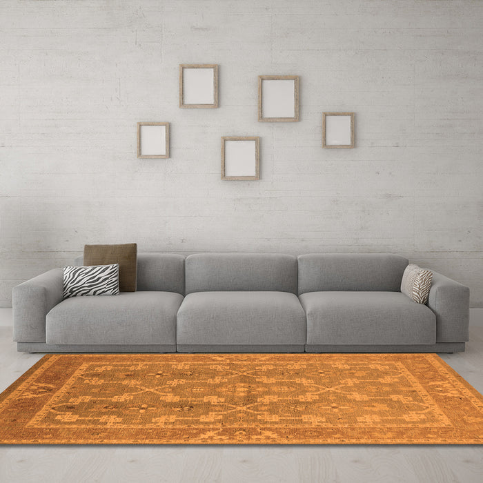 Machine Washable Oriental Orange Industrial Area Rugs in a Living Room, wshurb3178org