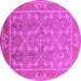 Round Machine Washable Oriental Pink Industrial Rug, wshurb3178pnk