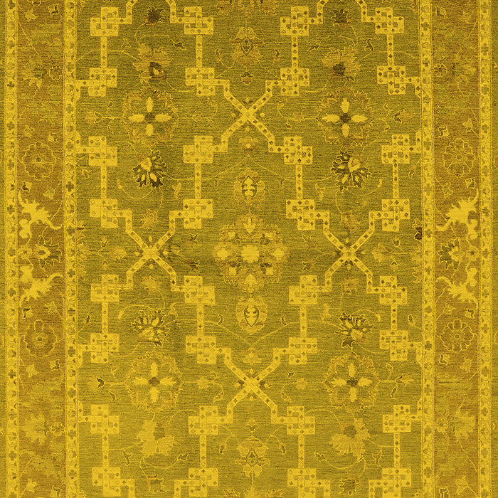 Machine Washable Oriental Yellow Industrial Rug, wshurb3178yw