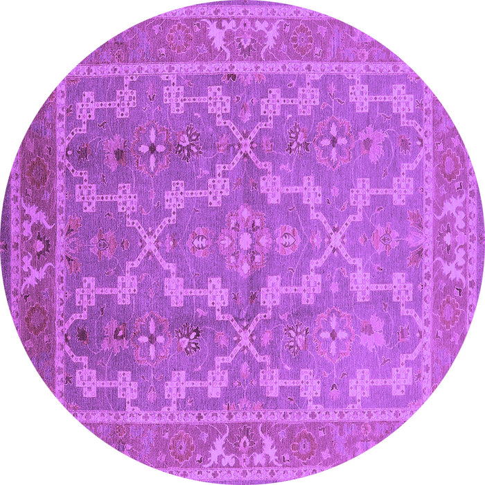 Round Machine Washable Oriental Purple Industrial Area Rugs, wshurb3178pur