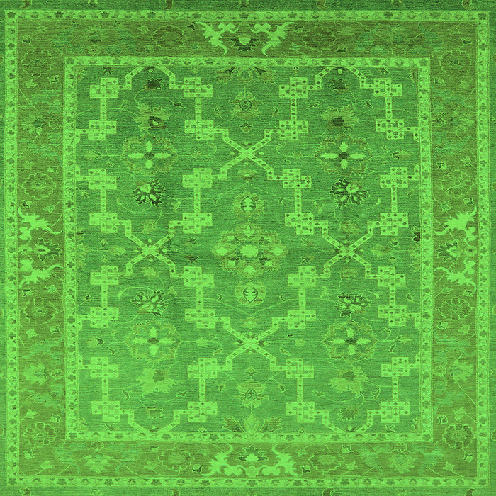 Square Machine Washable Oriental Green Industrial Area Rugs, wshurb3178grn