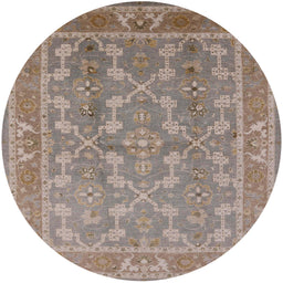 Round Mid-Century Modern Dark Almond Brown Oriental Rug, urb3178