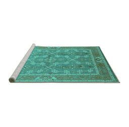 Sideview of Machine Washable Oriental Turquoise Industrial Area Rugs, wshurb3178turq